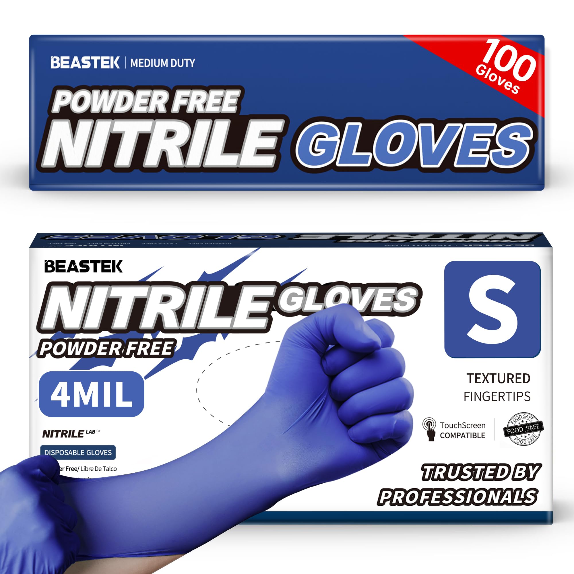 Beastek Nitrile Exam Gloves, 4.0 Mil 100 Pcs, Powder-Free Latex-Free Medical Cooking Food-Safe Disposable Gloves, Blue Violet