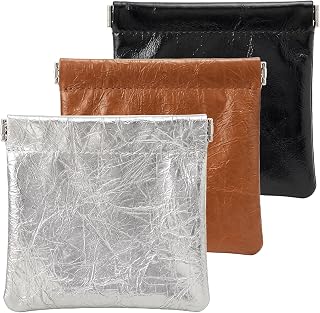 포켓 화장품 가방 스퀴즈 탑, 지갑용 소형 메이크업 가방 3개, 11.4cm(4.5인치) 파우치 지갑 정리용 화장품 지갑 정리함 소형 가죽 메이크업 립스틱 지갑 파우치(미스트)