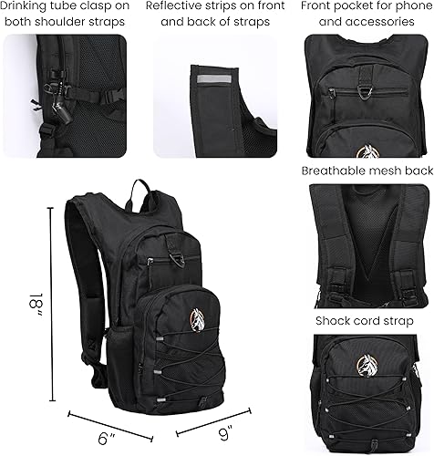 Miniatura 2 de Mochila de hidratación de 18 litros con kit de primeros auxilios, bolsa de agua de 3 litros y toalla de enfriamiento, mochila de hidratación ligera