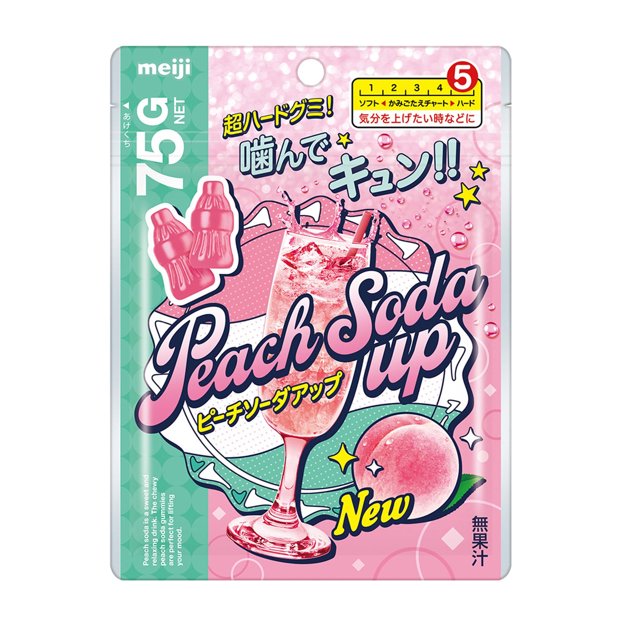 Meiji Peach Soda Up, 2.6 oz (75 g) x 7 Packs