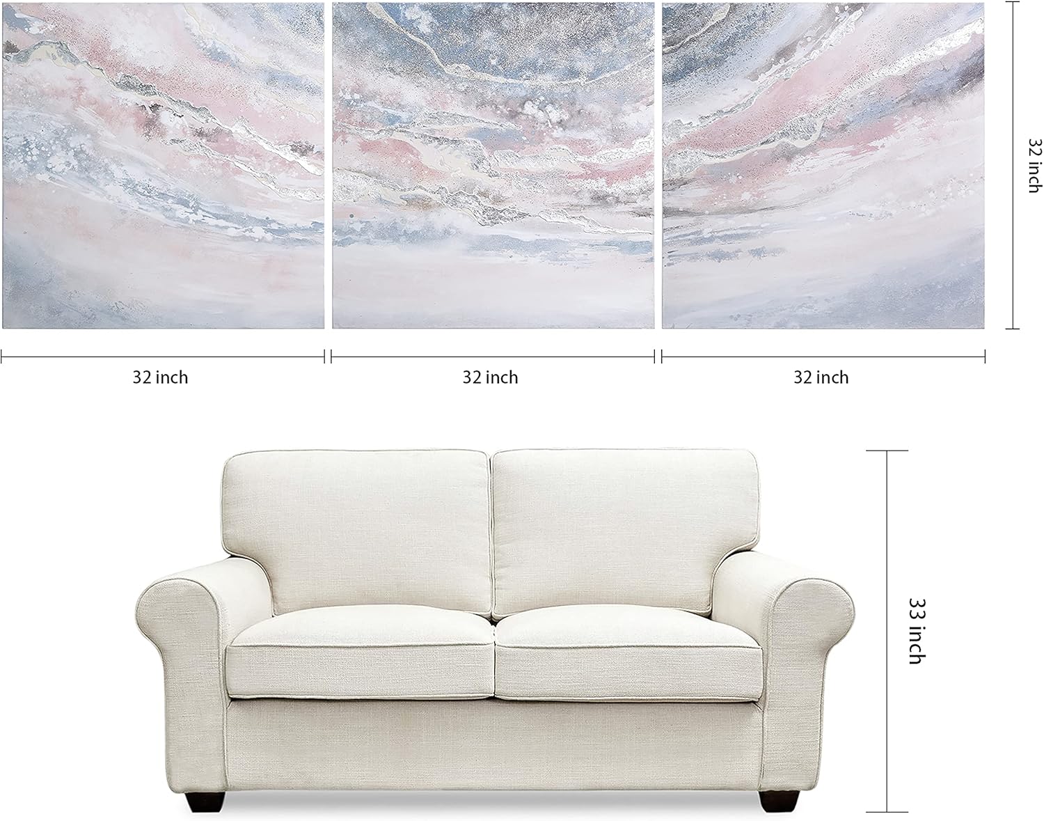Heavens 1 Metallic Abstract Triptych Wall Art Set
