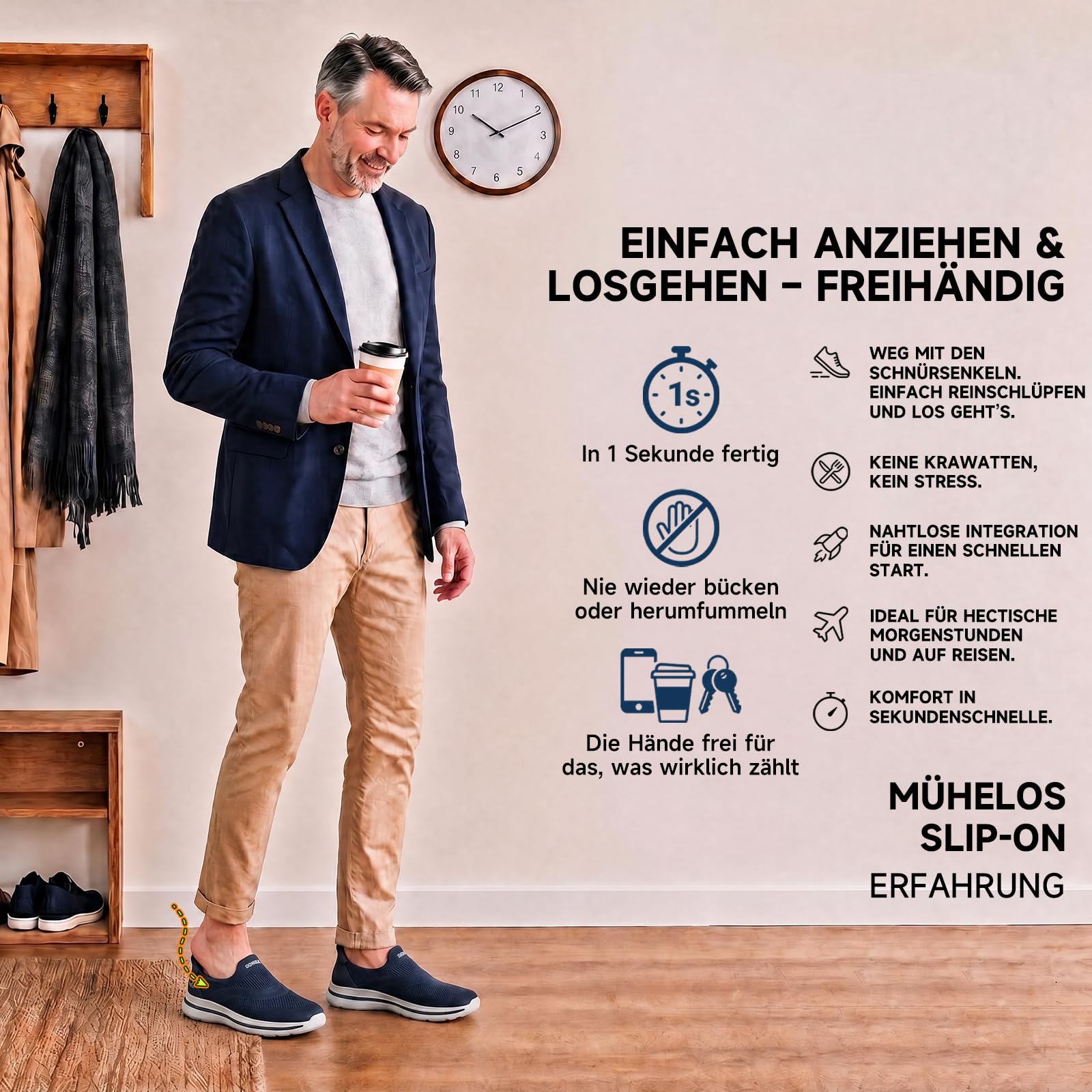ODCKOI Slip On Sneaker Herren Ohne Schnürsenkel Schuhe Outdoor Sportschuhe Leichtgewichts Atmungsaktiv Hand-Free Freizeit Straßenlaufschuhe