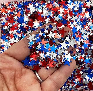 Mixed 4th of July Patriotic Star Glitter, Independence Day Glitter Glitter, Holiday Glitter, Bags 10gr, Glitter 3-10mm in Size.