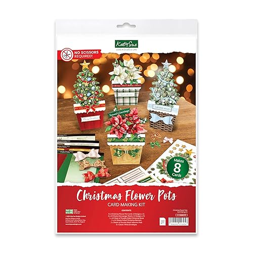 Katy Sue Christmas Flower Pots Card Making Kit. Contains 8