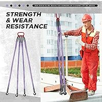 Vista 6 de Nuanchu Eslinga de cadena de 5 pies para elevación 2T correas de elevación para elevador 4409 libras con gancho de agarre de 4 patas y ajustador