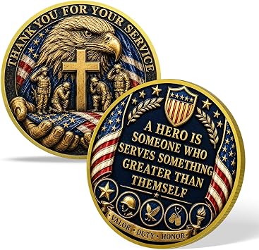Heroic Service Military Challenge Coin Valor, Duty & Honor Tribute One Piece