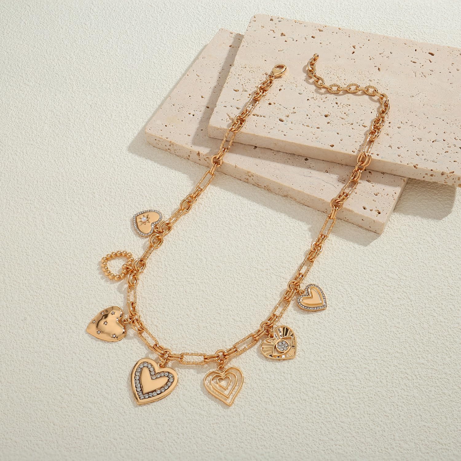 LILIE&WHITE Gold Heart Necklaces For Women With Different Heart Charms Gold Charm Sun Heart Necklace Coin Charms Fashion Jewelry Gift - Image 4