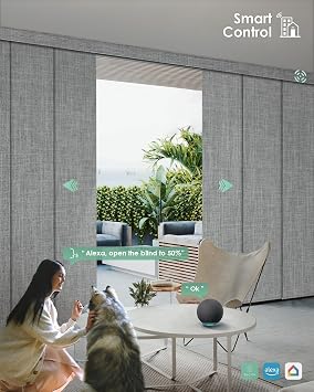 Yoolax Smart Panel Track Blinds, Motorized Sliding Door Blinds, Custom Size | 100% Blackout, Automatic Adjustable Vertical Blinds, Works with Alexa Google Home, for Patio Doors Room Divider Windows