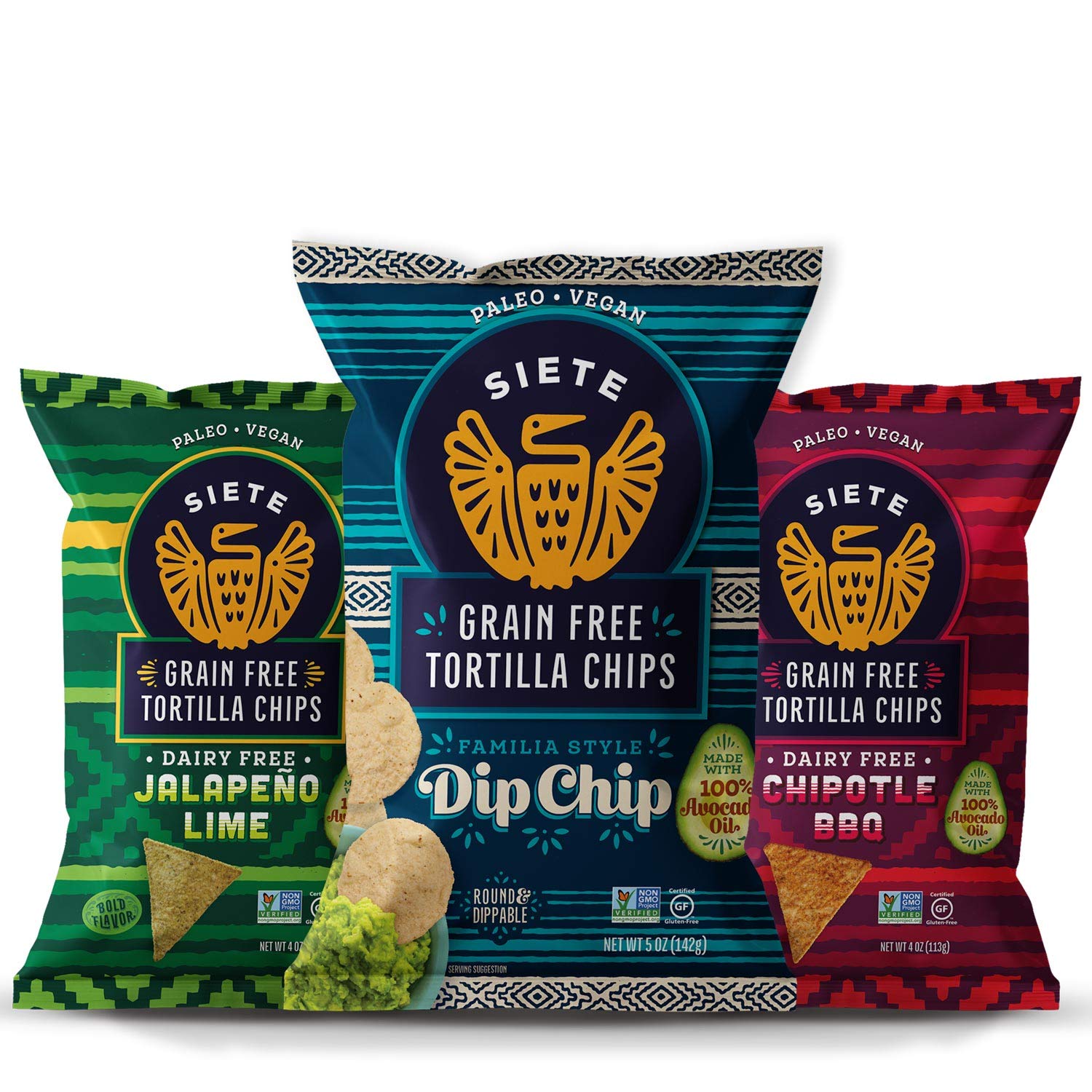 Siete New Flavors Sample Pack Dip Chip, Chipotle BBQ, Jalapeno Lime (6Pack