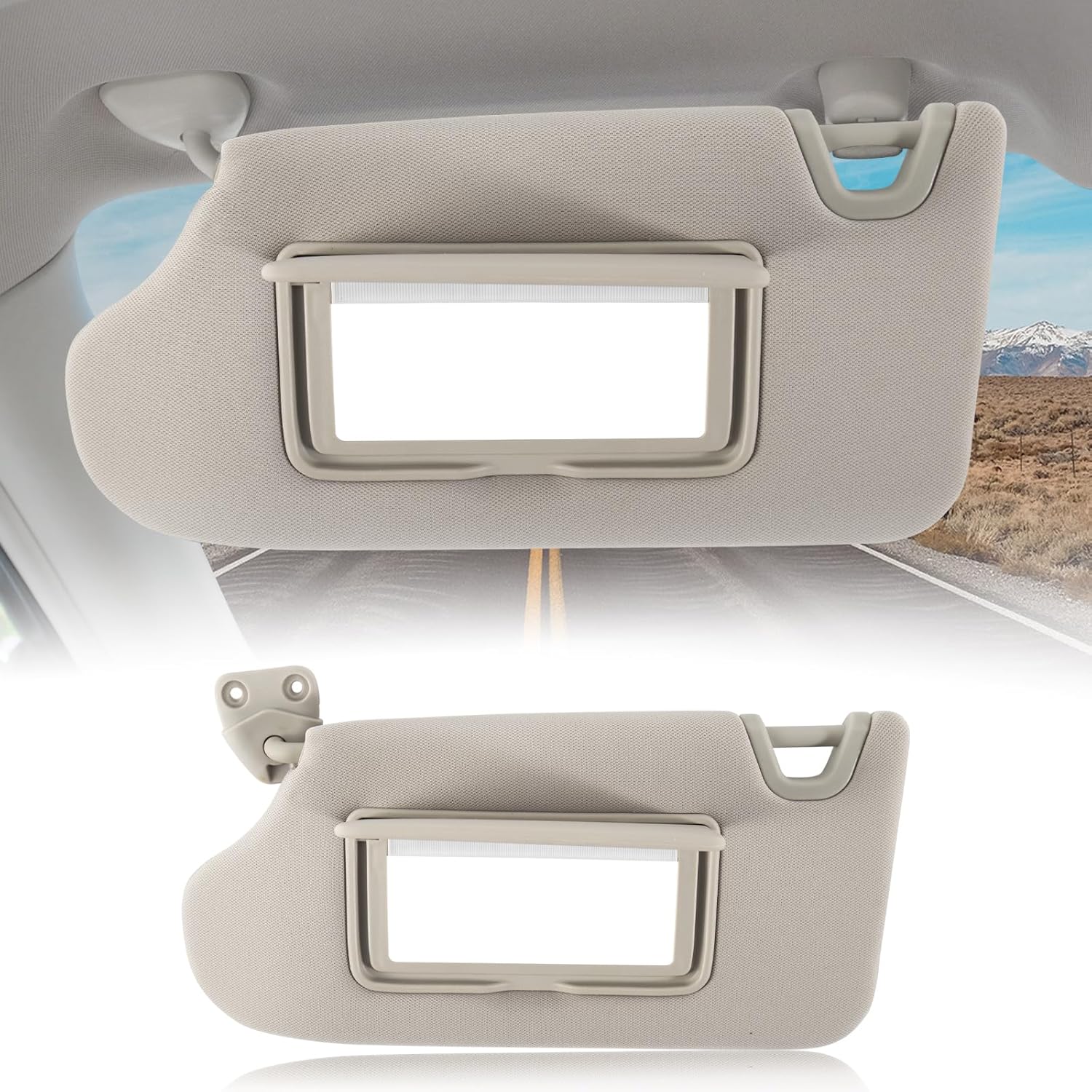 Car Sun Visor Fit for Nissan Altima 2013 2014 2015 2016 2017 2018‎ Sun Visor with Vanity Mirror Cover Plate for Blocking Sunlight 96401-3TA2A 96400-3TA2A(Beige, Left and Right Pairs