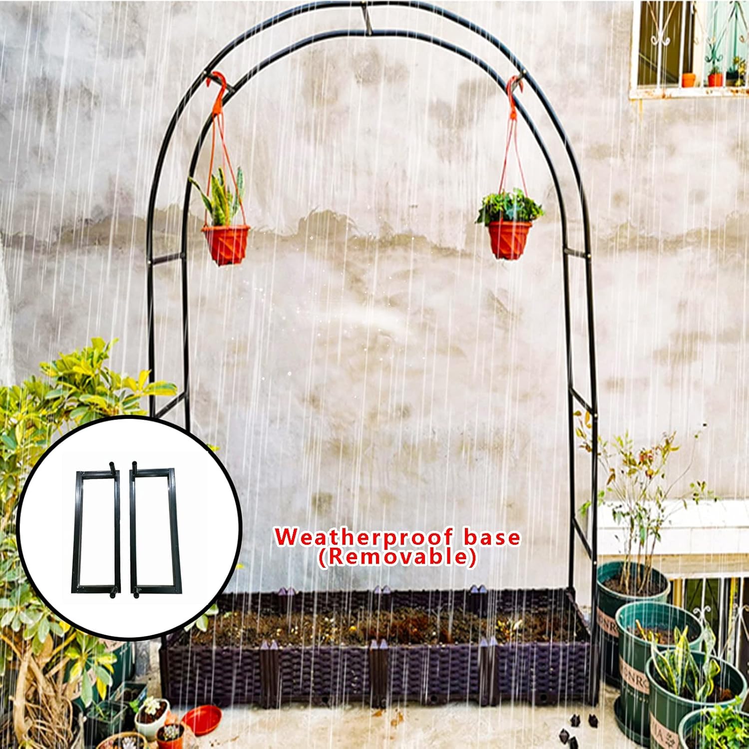 Metal Garden Arch, Rose Arch, Rustproof and Weatherproof, Support aid for Climbing Vines, with Base, Width 120/140/180/200/240/280/300/350cm (Color : White, Size : 80x200x25CM)