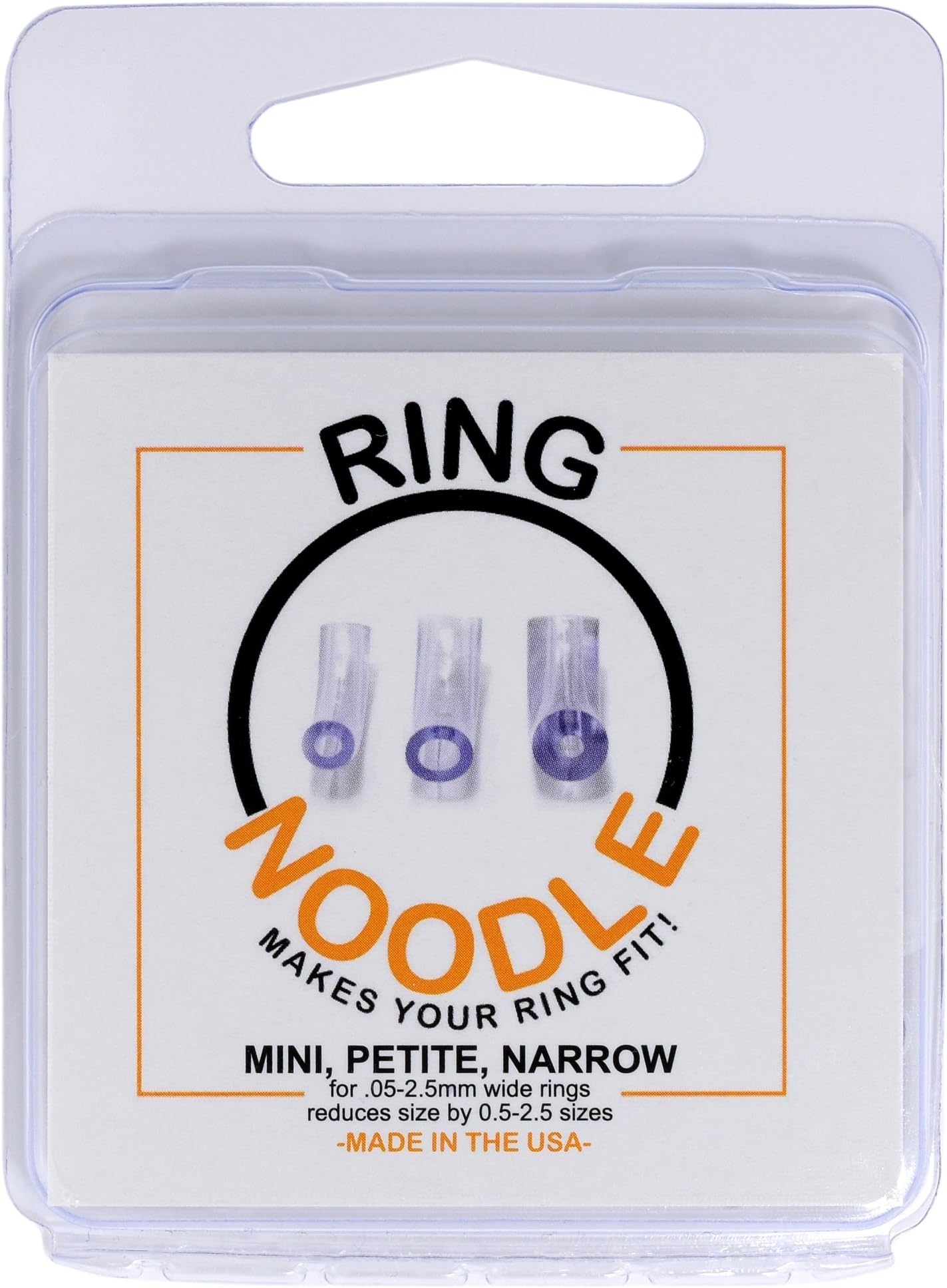 RING NOODLE Ring Guard/Ring Size Adjuster 3 Pack for Thin Rings (Mini/Petite/Narrow) Fits rings 0.5mm to 2.5mm wide - by Ring Size Reducers