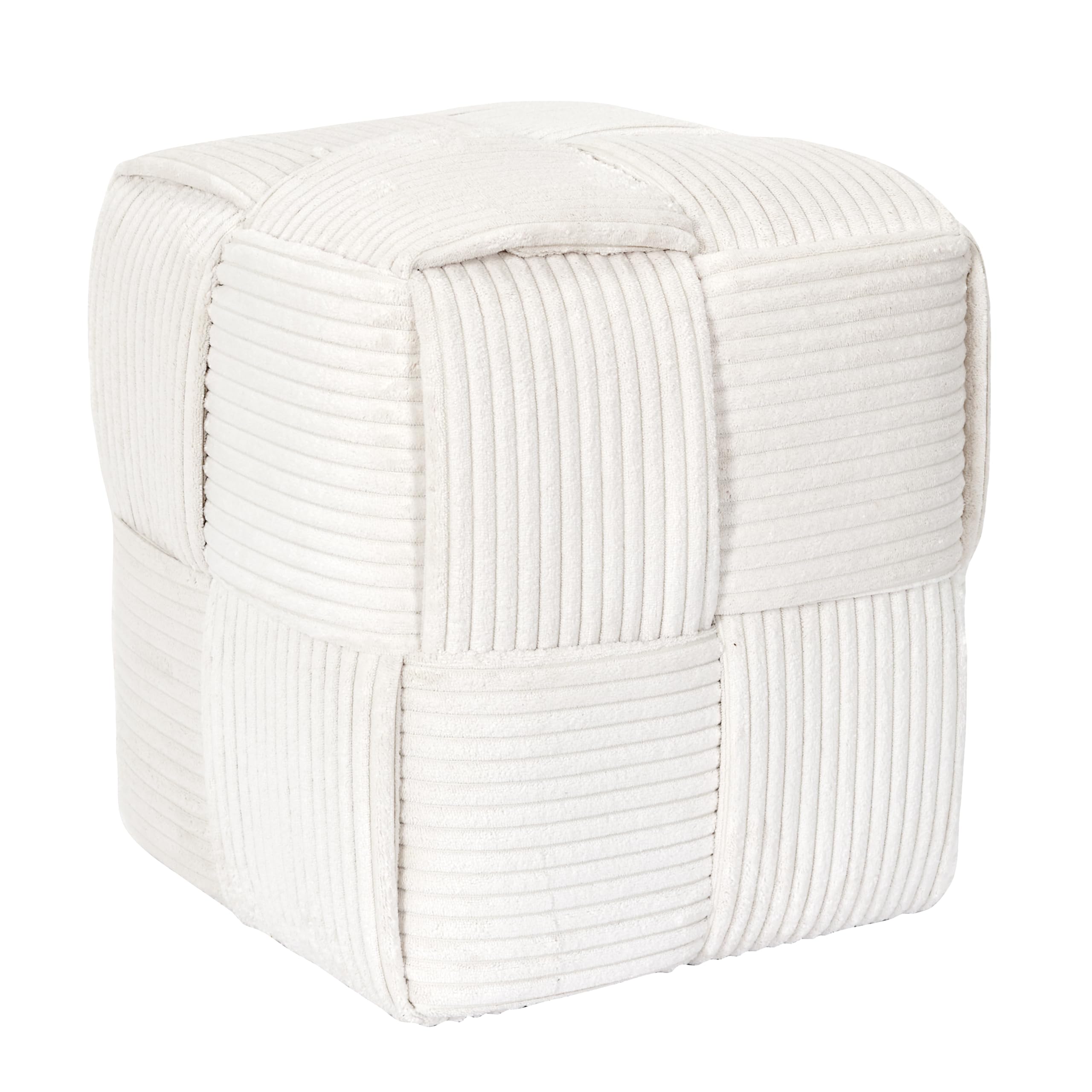 HOME DECO FACTORY Pouf Côtelé Tressé Siège et Repose-Pieds Beige