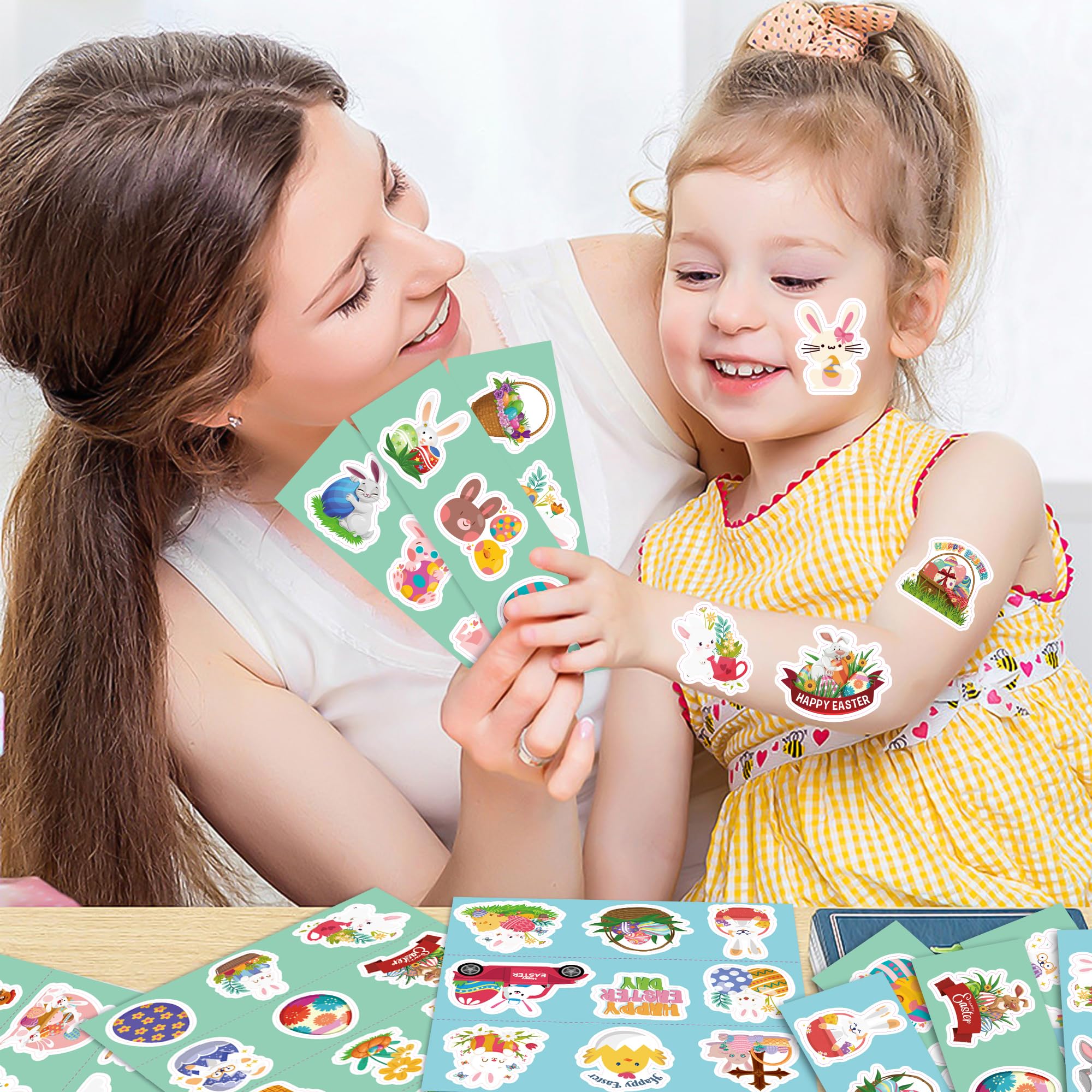 OHOME Easter Stickers for Kids - 240 PCS Easter Basket Stuffers for Boys Girls Teens Adults | Vinyl Egg Bunny Gifts Decorations Toys - Kids Easter Games Crafts Activities Party Favors