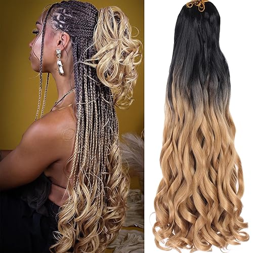 Miniatura 70 de COOKOO Cabello rizado francés de 10 pulgadas, prerizado, paquete de 9 rizos franceses, trenzas sueltas, cabello trenzado para trenzas de caja