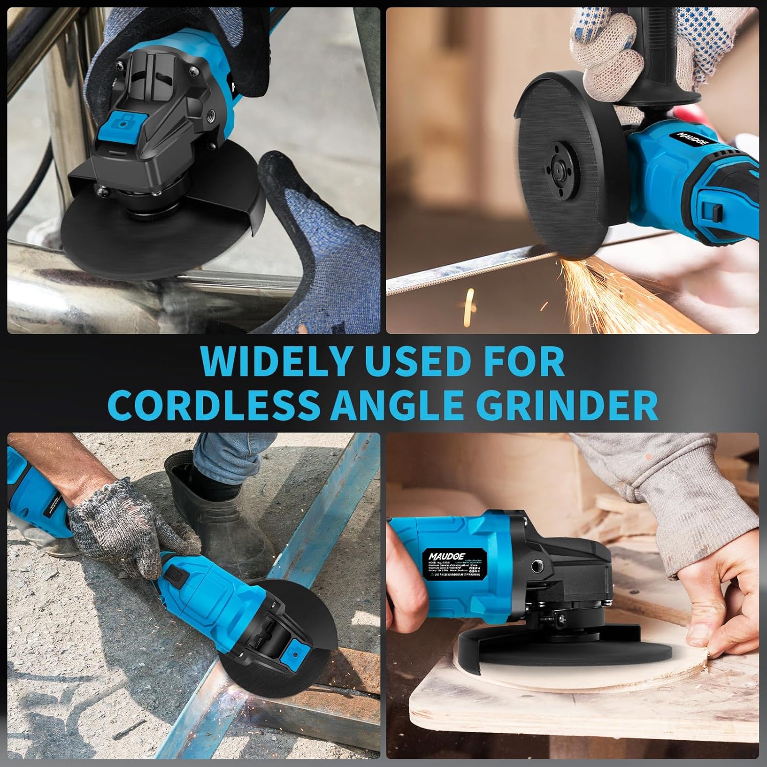 5" Cordless Angle Grinder, Brushless Power Grinder Tool Kit with 2 x 4.0Ah Batteries, 125MM, 10000 RPM Amoladora Inalambrica with 8 Cutting Discs for DIY, Cutting, Grinding, Polishing, Rust Removal