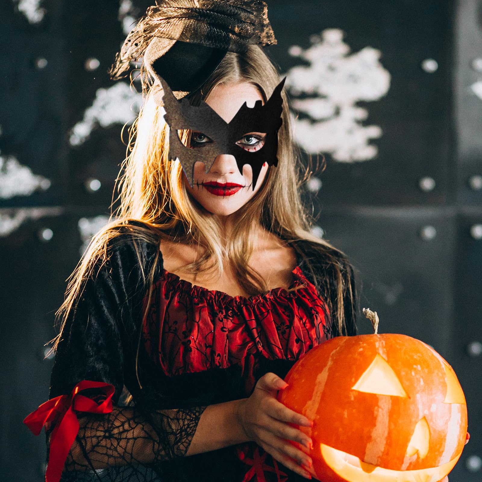 SAIIURV 3 Pcs Halloween Bat Eye Mask Masquerade Batgirl Batboy Costume Mask Black Eye Mask - Image 4