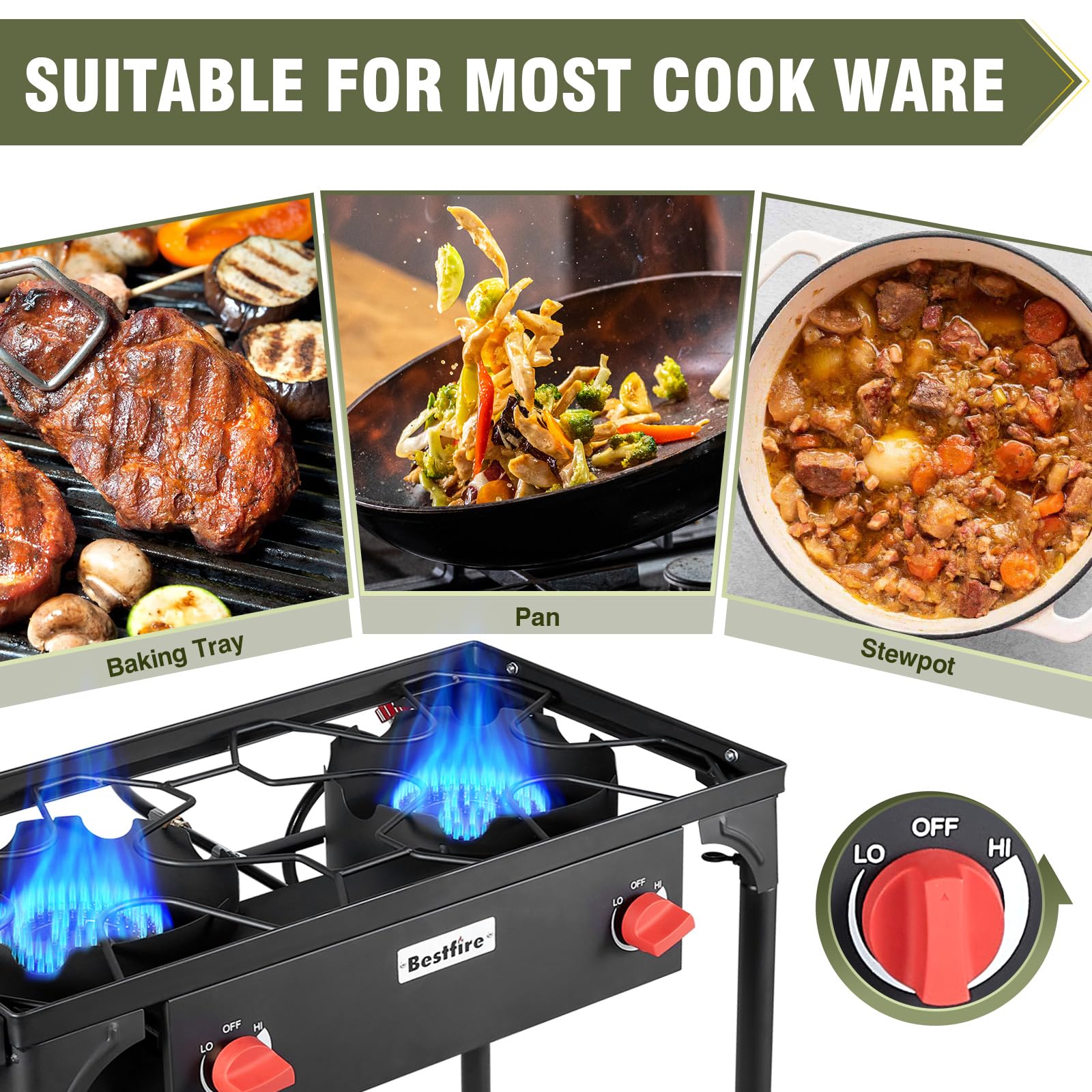 Amazon.com: BESTFIRE 2 Burner Camping Stove,150,000 BTU High