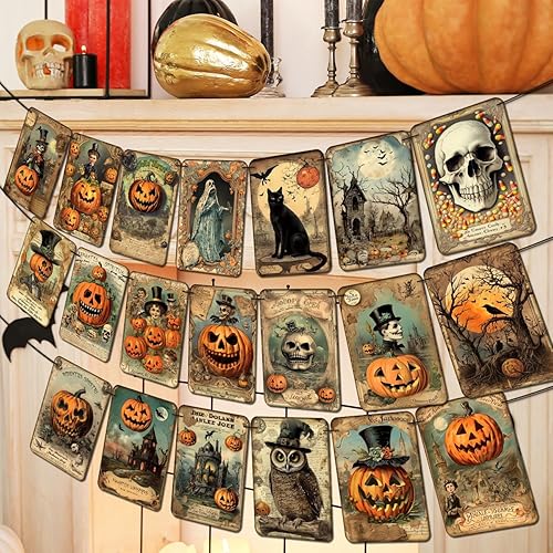 Decoraciones navideñas de Halloween, estilo vintage, pancarta de truco o trato de calabaza, retro, guirnalda colgante de Halloween, bandera de disponible en Yaxa Peru
