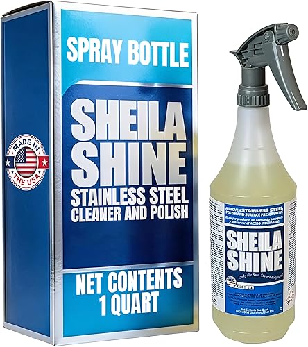 Sheila Shine Limpiador y pulidor de acero inoxidable de 1 cuarto de galón | Lata de 1 cuarto de galón | Sin residuos y rayas | Fabricado en Estados