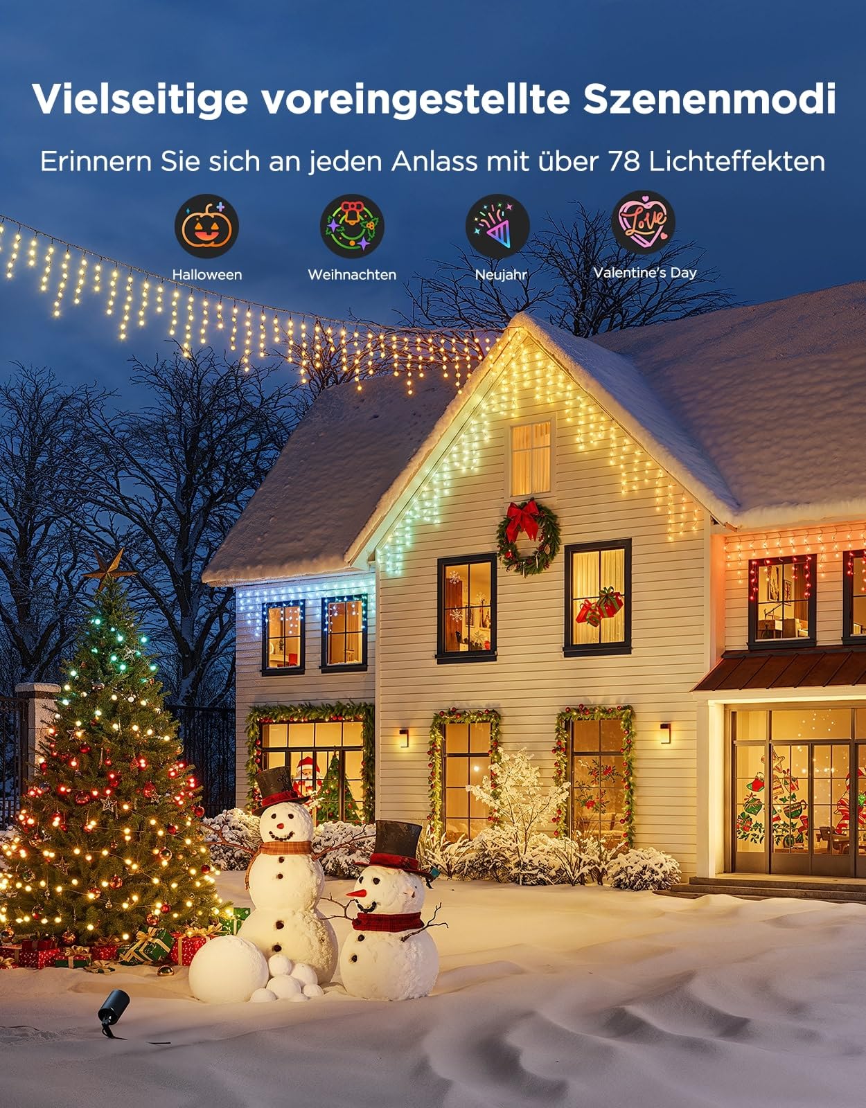 Govee Eiszapfen Lichterkette 10M, 400 LED Intelligente RGBIC Lichtervorhang | Lichterkette außen, Wasserdicht nach IP67, 78+ Szenenmodi, Musik sync, Kompatibel mit Alexa & Google Assistant
