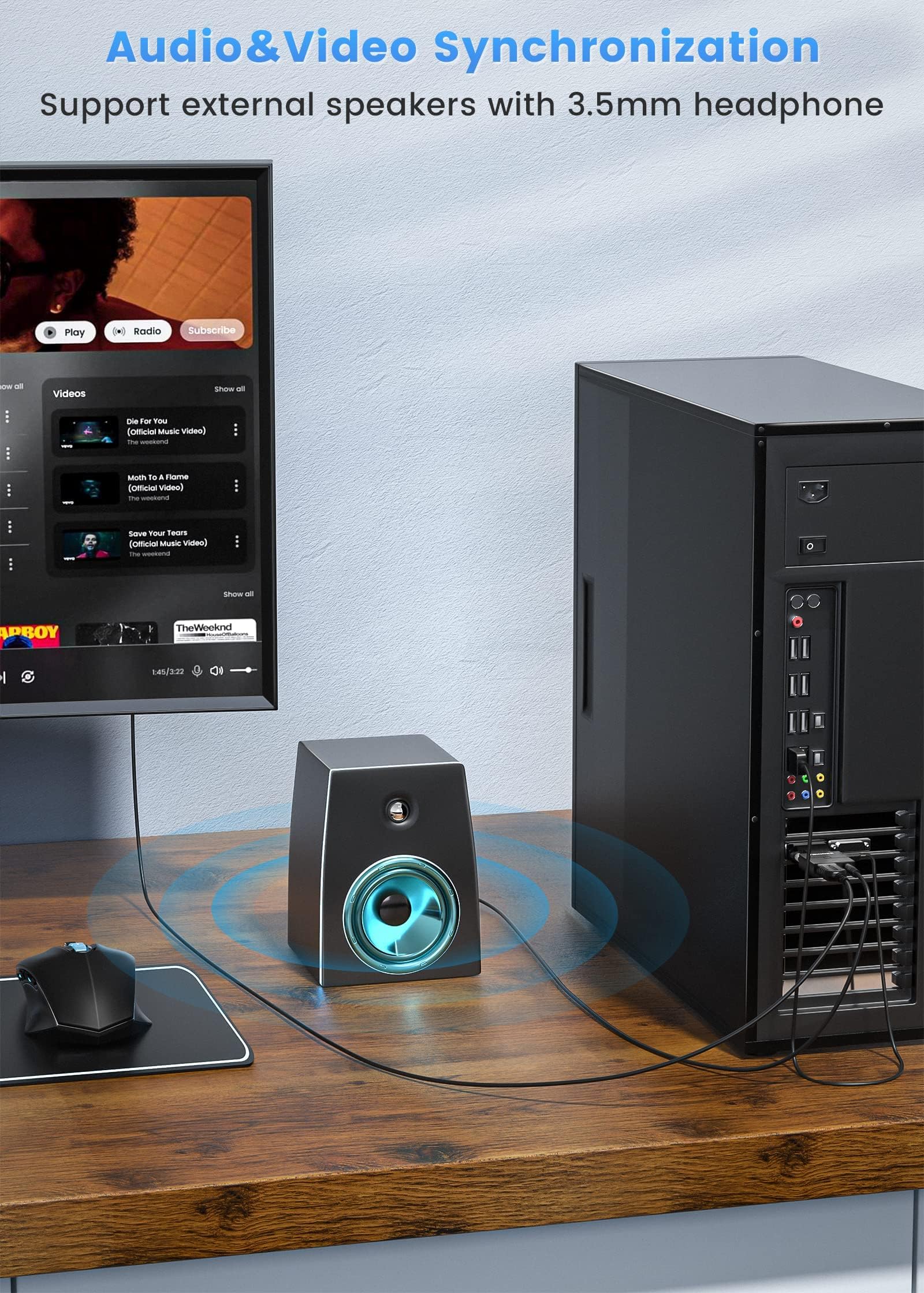 FOINNEX Adattatore da VGA a HDMI, Convertitore da VGA to HDMI con Audio Video, 1080P Converter Adapter VGA Maschio a HDMI Femmina Connettore per Collegamento di Laptop con Proiettore PC TV Box Monitor