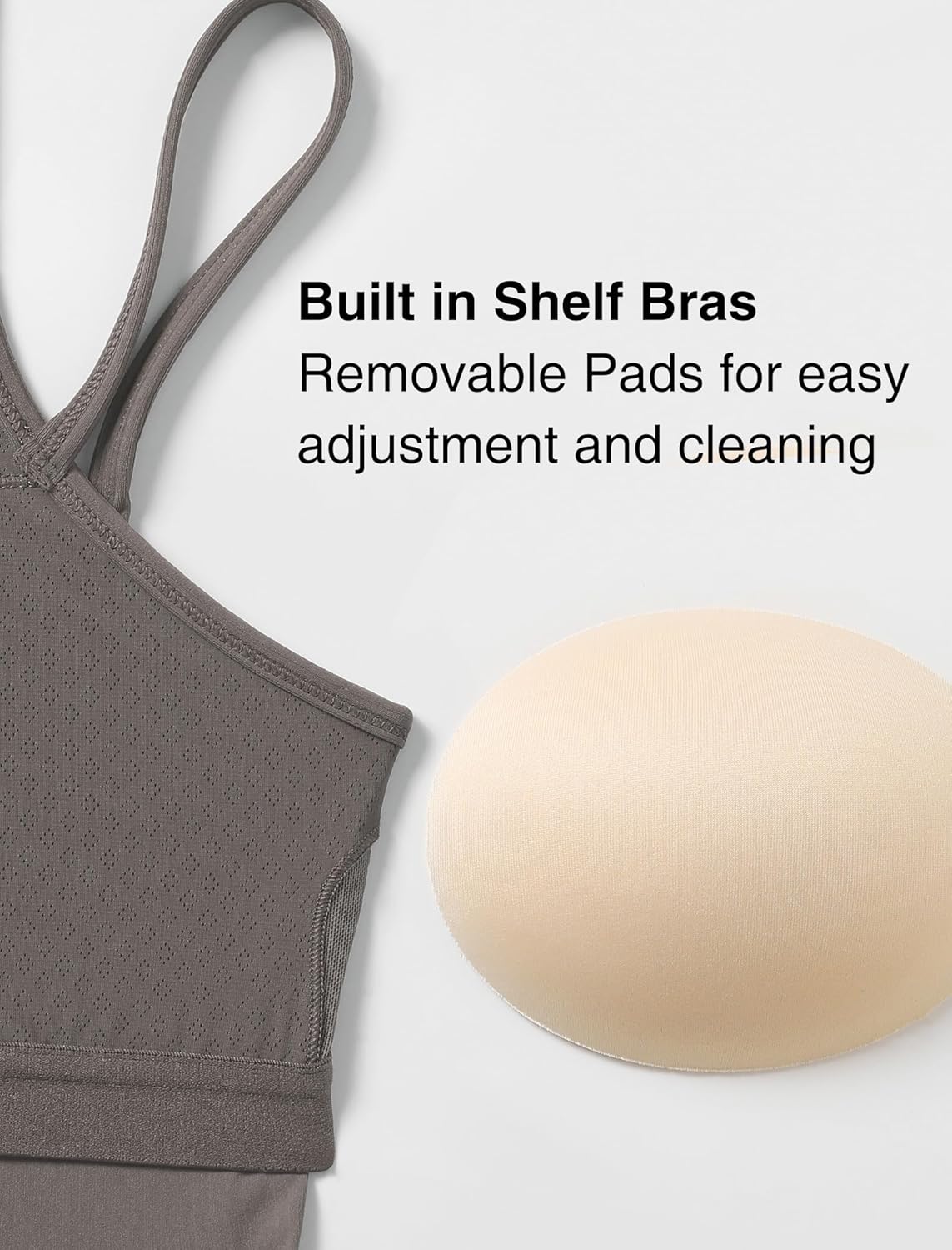 Yvette Racerback Crop Top with Removable Built in Bra Thin Straps Sports Bra for Women - Image 5