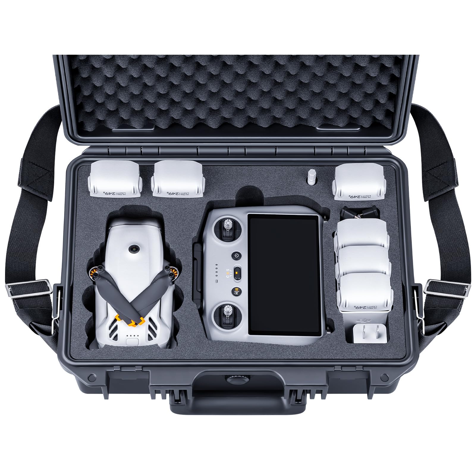 Lykus Titan LT110 Étui Étanche pour DJI Lito 1/X1 et RC2/RC-N3 | VALISE UNIQUEMENT,Compatible Fly More Combo,Jusqu'à 7 Batteries,Sangle RC,IP67 Étanche,Bandoulière Incluse