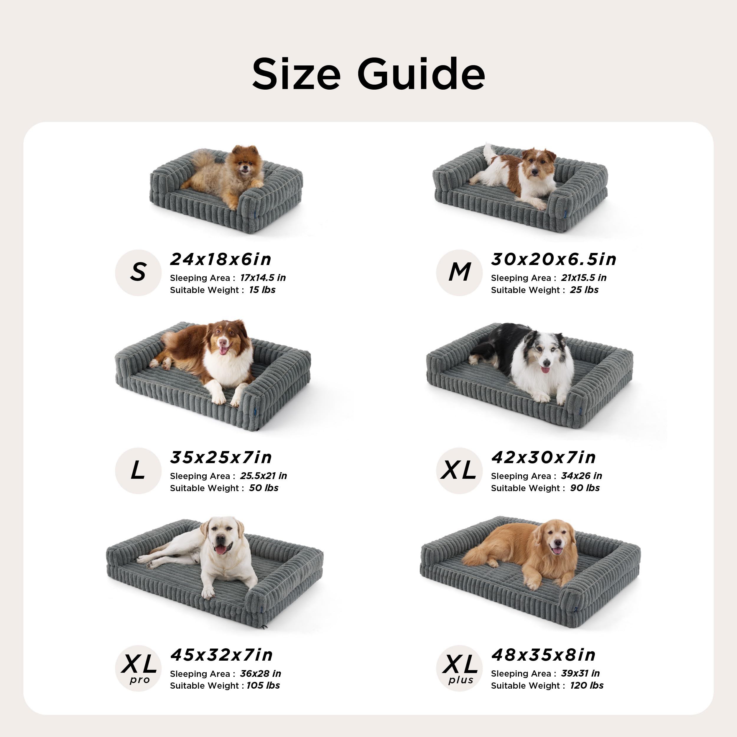 Bedsure ComfyFleece™ Orthopedic Dog Beds for Extra Large Dogs, Waterproof Memory Foam XL Pet Bed with Sides, Non-Slip and Egg-Crate Foam Big Dog Couch Sofa with Washable Corduroy Cover, Cream - image 6