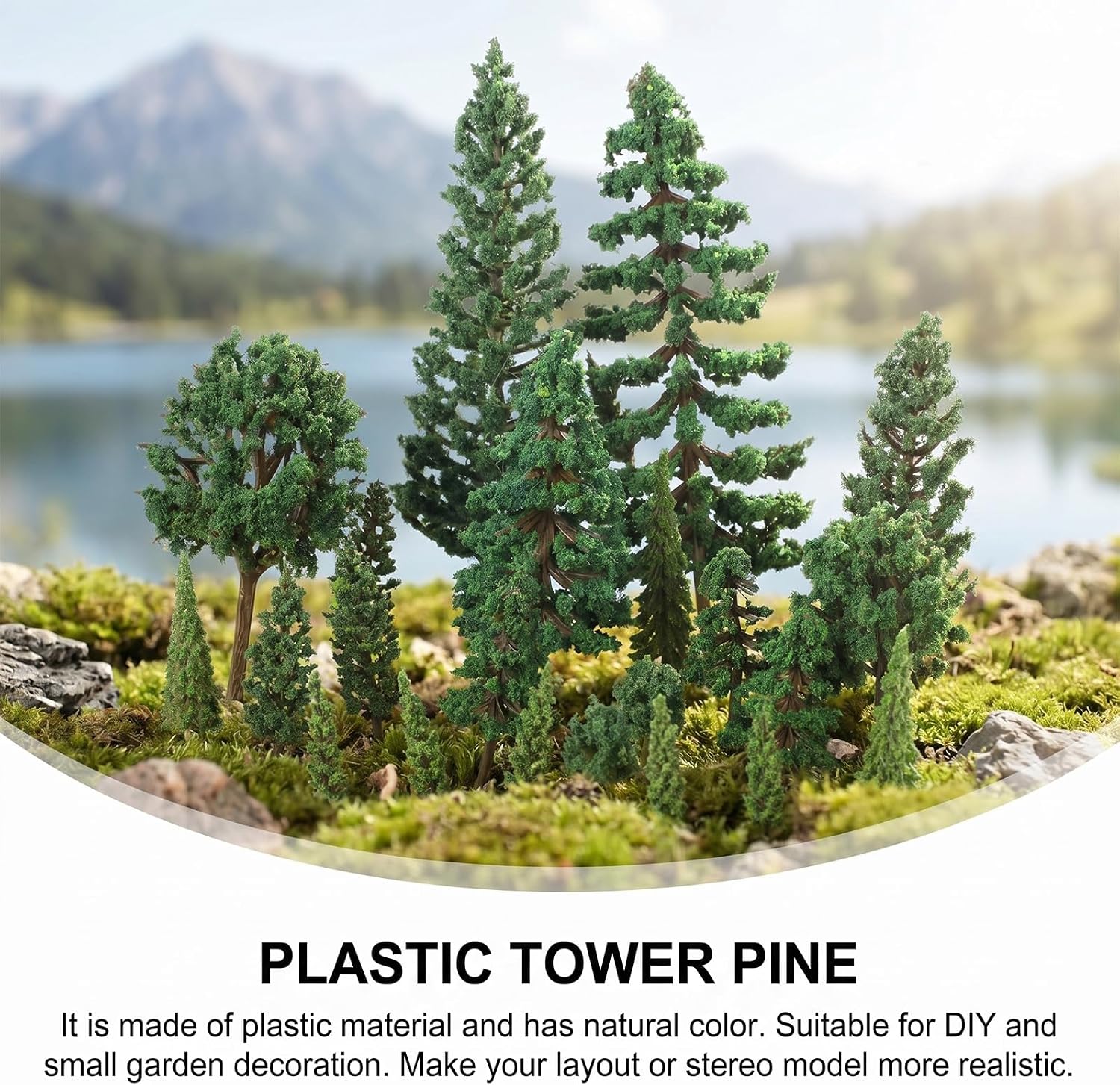 25 Pieces Miniature Model Trees 1.3-5.7 Inch Mixed Fake Tree Diorama Supplies Artificial Mini Tree Train Scenery Landscape for DIY Crafts, Building Model, Scenery Landscape, Natural Green