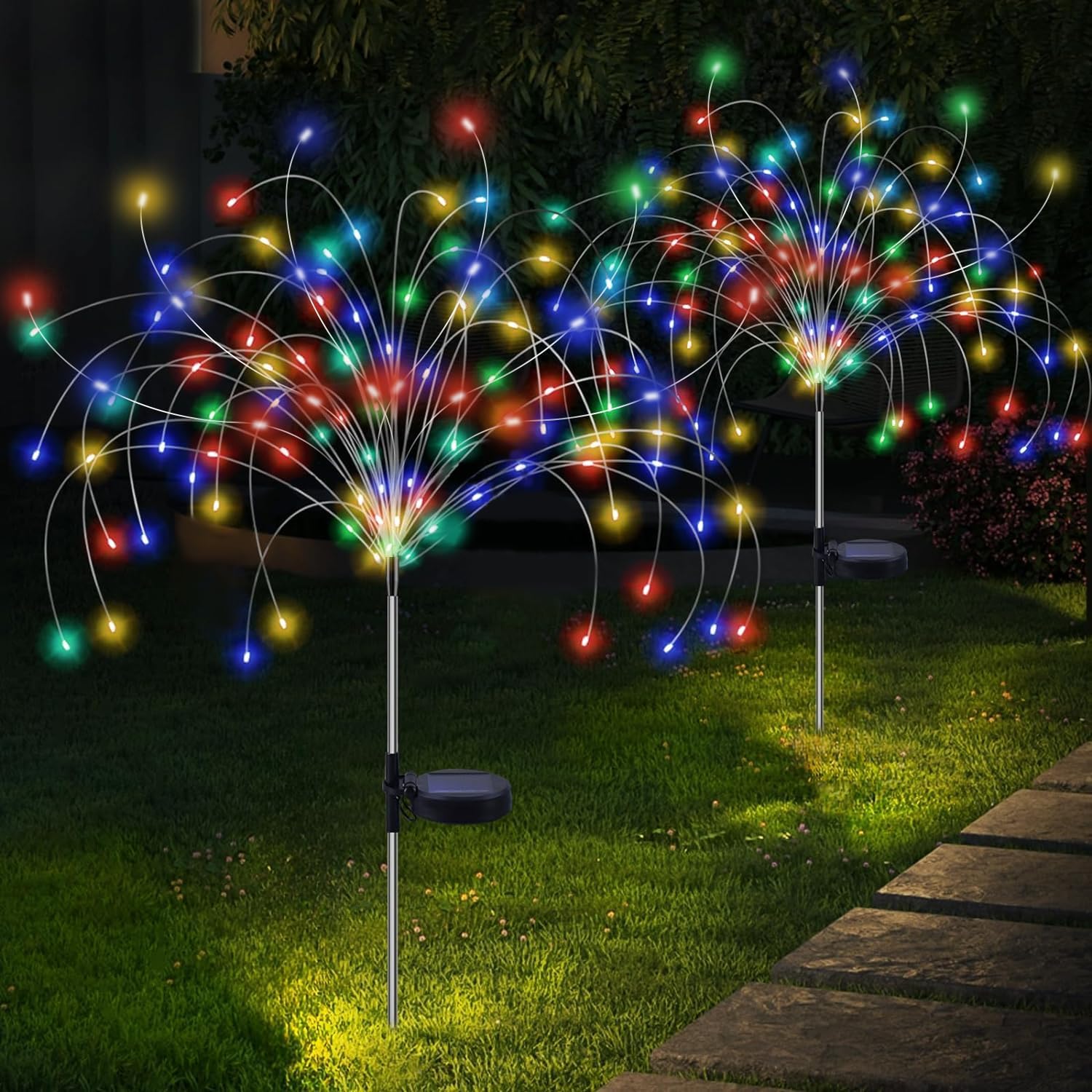 2 Pack Solar Firework Lights, Solar Garden Lights，Solar