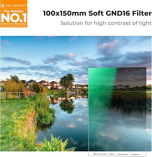 Miniatura 2 de K&F CONCEPT 3.937x5.906 in Soft GND16 (4 Stop) 28 multicapa revestido suave graduado filtro de densidad neutra impermeable/resistente a los arañazos