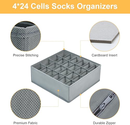 Miniatura 145 de Joyoldelf Organizador de cajones para calcetines, organizador de ropa interior, organizador de 16 celdas de tela, cajas de almacenamiento para Beige