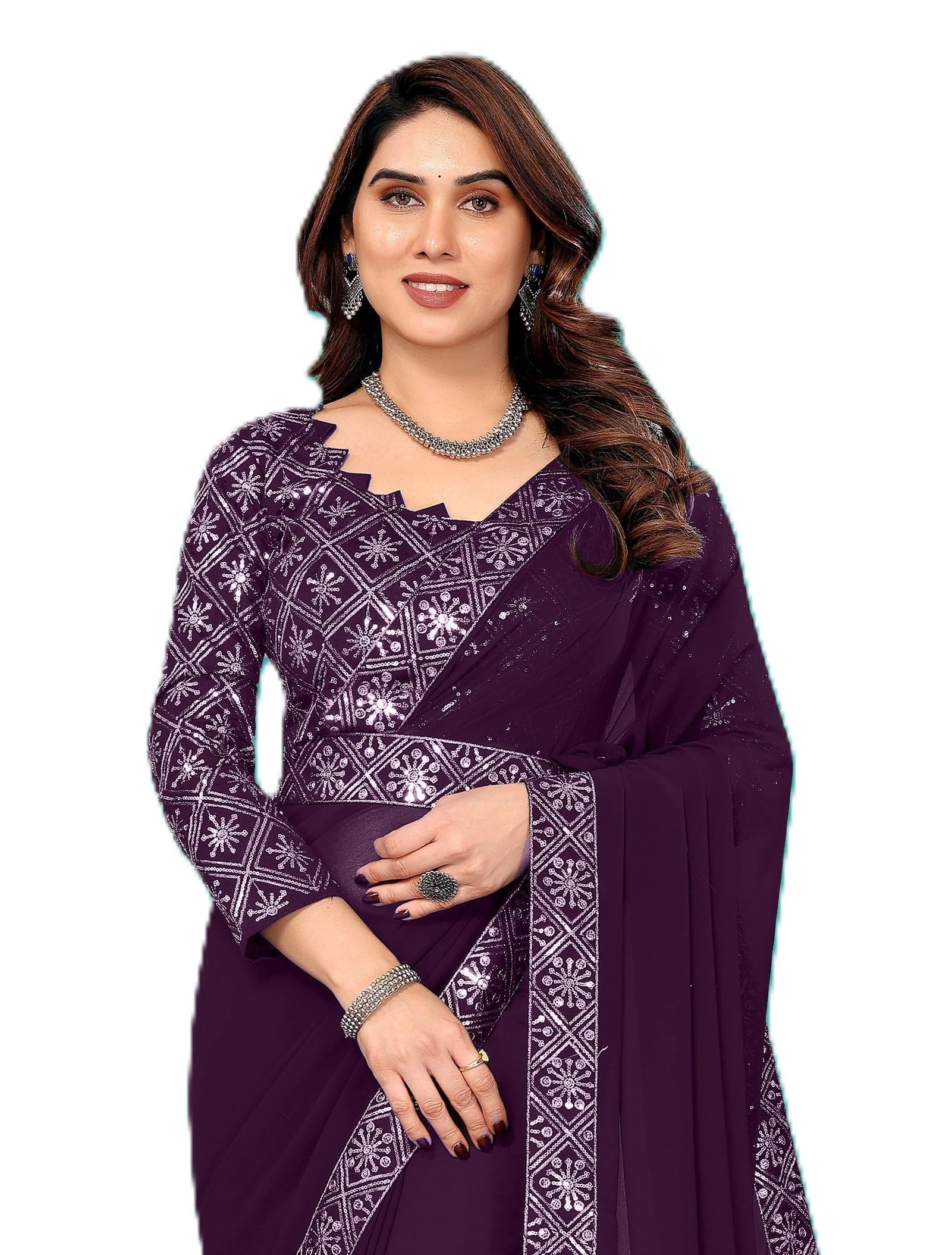 Silkra Designer Embroidered Sequin Blouse