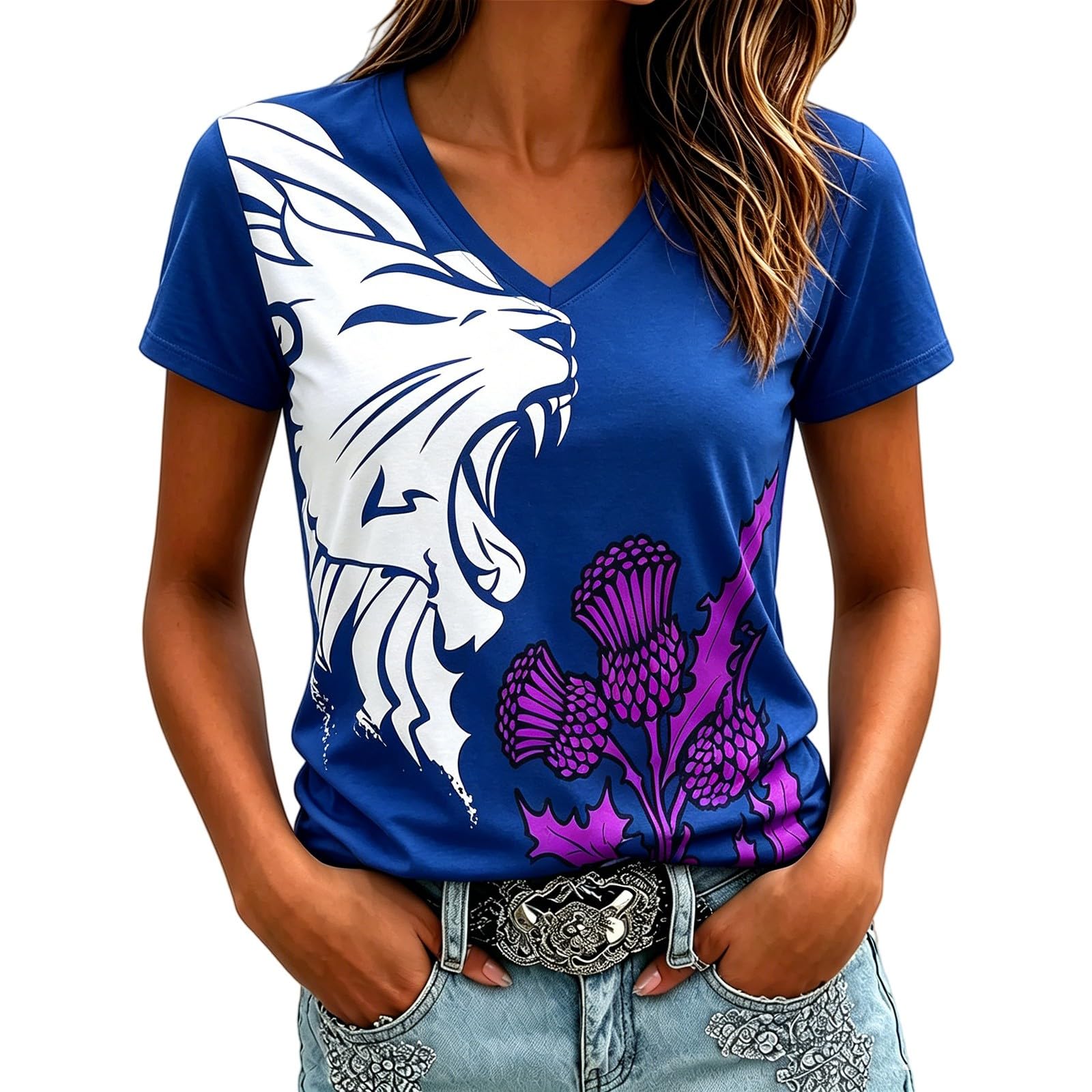 Scotland World Cup 2026 Merchandise - Scotland World Cup Merchandise Women’s Football T-Shirt Jersey Breathable Soccer Tshirt V-Neck Top Tee Shirts Gift for Footballs Fans Supporters