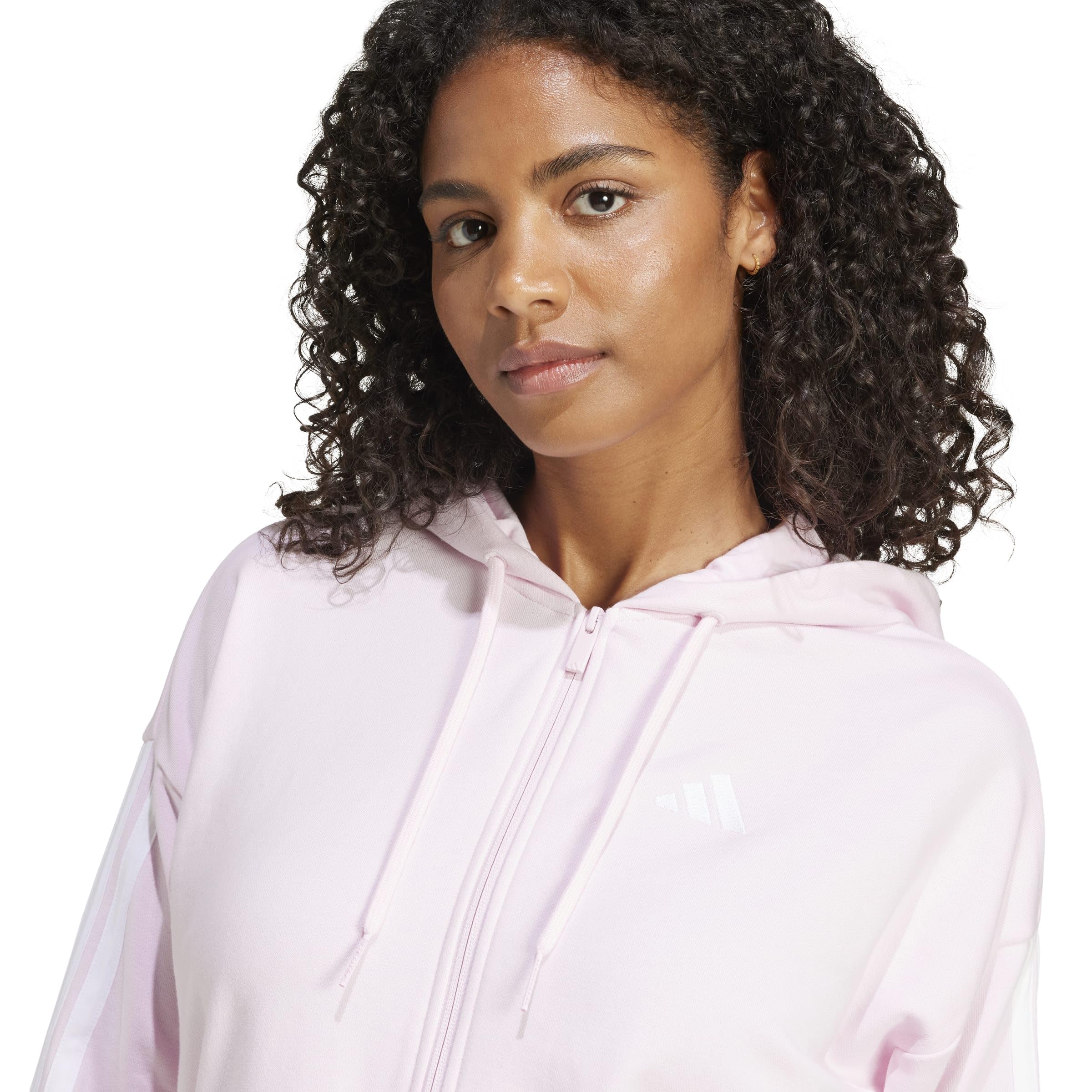 adidas Kobiety ESSENTIALS 3-STRIPES FRENCH TERRY FULL ZIP HOODIE, Clear Pink/White, S