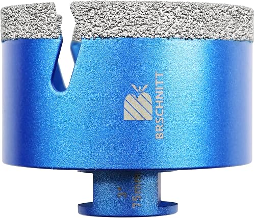 3 Inch Diamond Core Drill Bit for Porcelain Tile Ceramic Marble Granite Drilling,BRSCHNITT Vacuum Brazed Diamond Hole Saw with 5/8-11 Thread,
