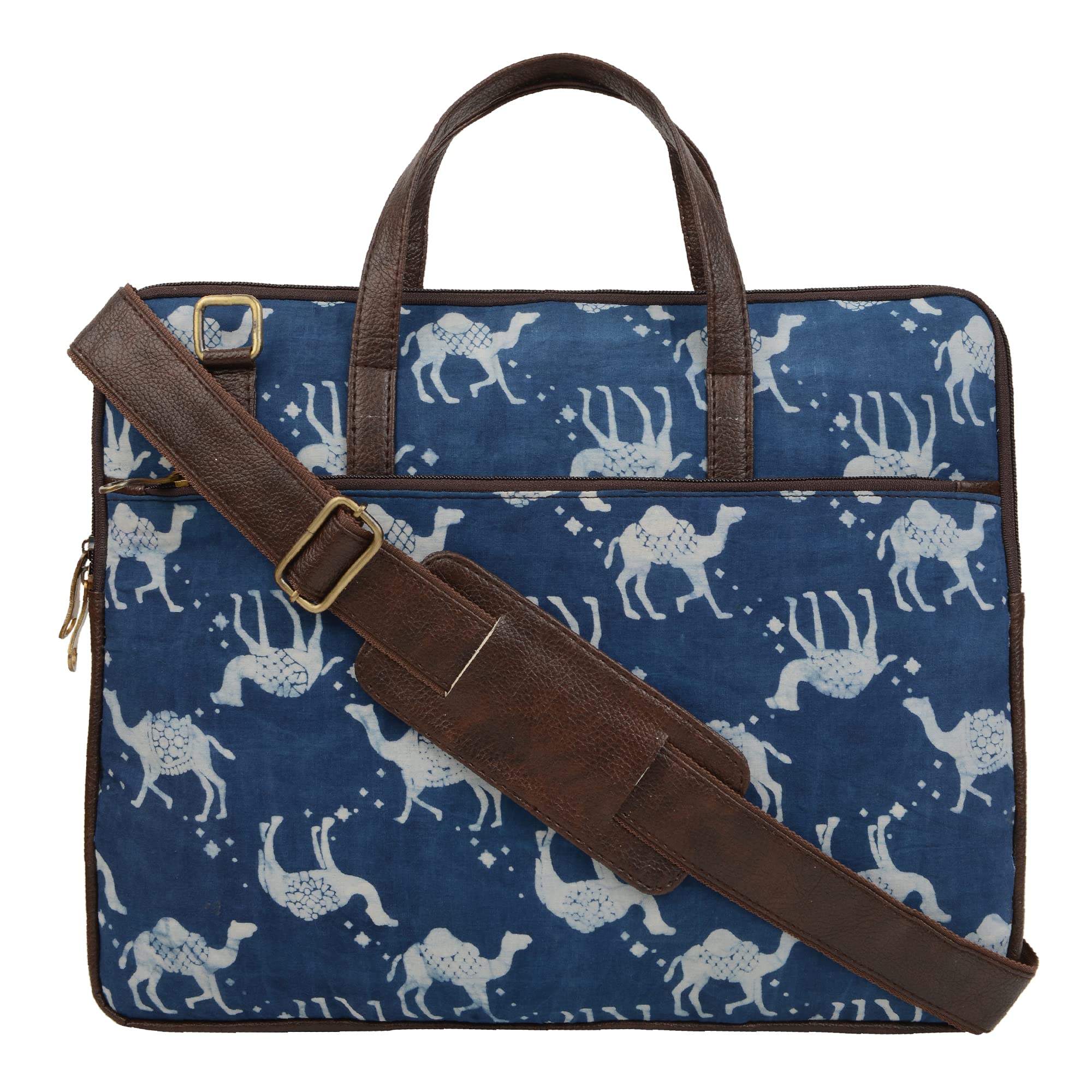 Vivinkaa Bag for Men, Laptop Bags, Sling Bags for Women Latest Branded, Hand Bag I Leatherette/Cotton, 15.6 inch, Blue Camel Print Padded (B093BNNBCF) Amazon Price History, Amazon Price Tracker