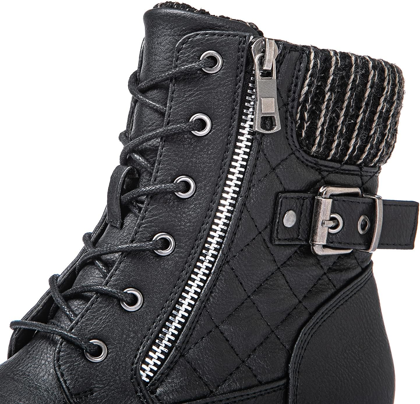 GLOBALWIN Women's Combat Boots Lace Up Boots For Women Ankle Booties With Low Heel Fashion Dressy Short Boots - Image 3