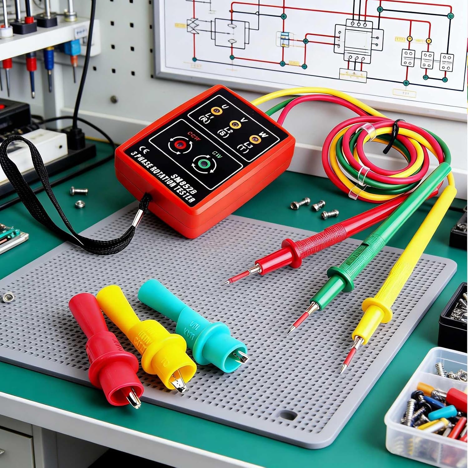3 Phase AC Sequence Presence Rotation Tester,60V~600V Indicator Detector Meter with LED and Buzzer