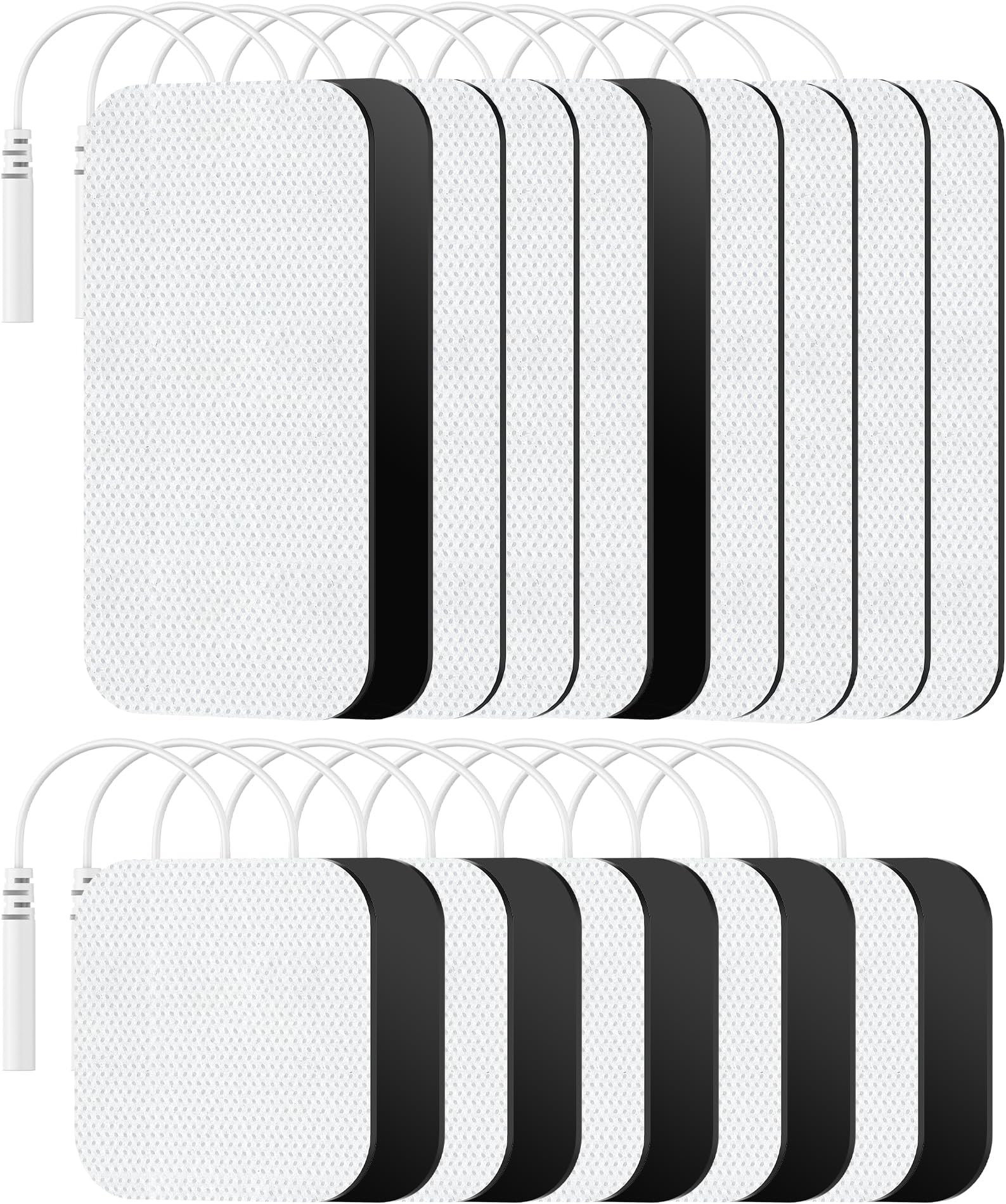 TENS Unit Pads 10 2x2" and 10 2x4" Reusable Replacement Electrode Patches for Electrotherapy, 3rd Gen Latex-Free Electrodes Pads