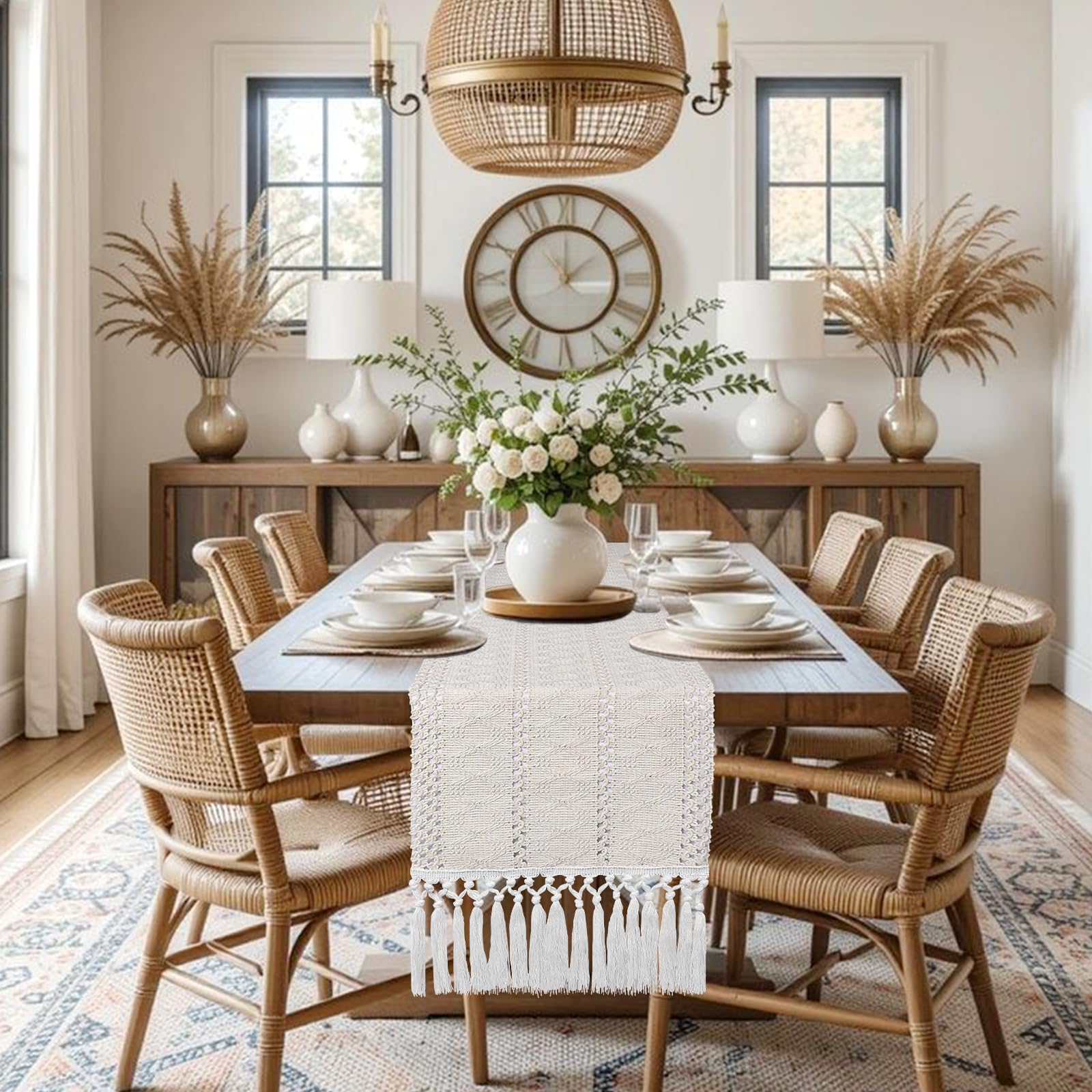 yuboo Boho Table Runner 72 Inches Long, Spring Dresser Runners for Bedroom, Long Coffee Table Runner for Dining Room, Kitchen, TV Stand, Wedding,