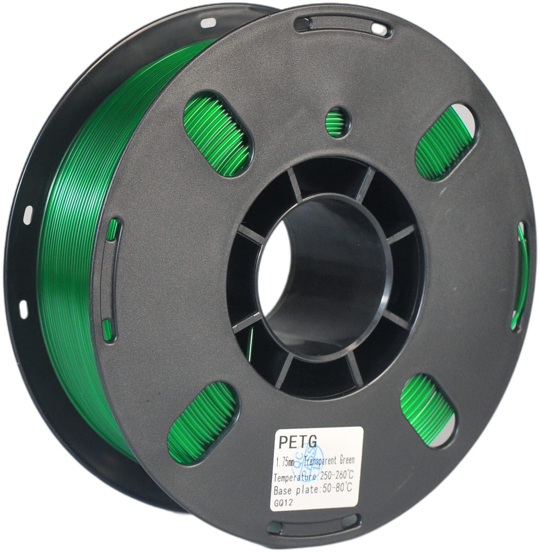 RANKI PETG Filament 1.75mm 3D Printer Filament, Dimensional Accuracy +/- 0.03 mm, 1kg Spool (Transparent Green)