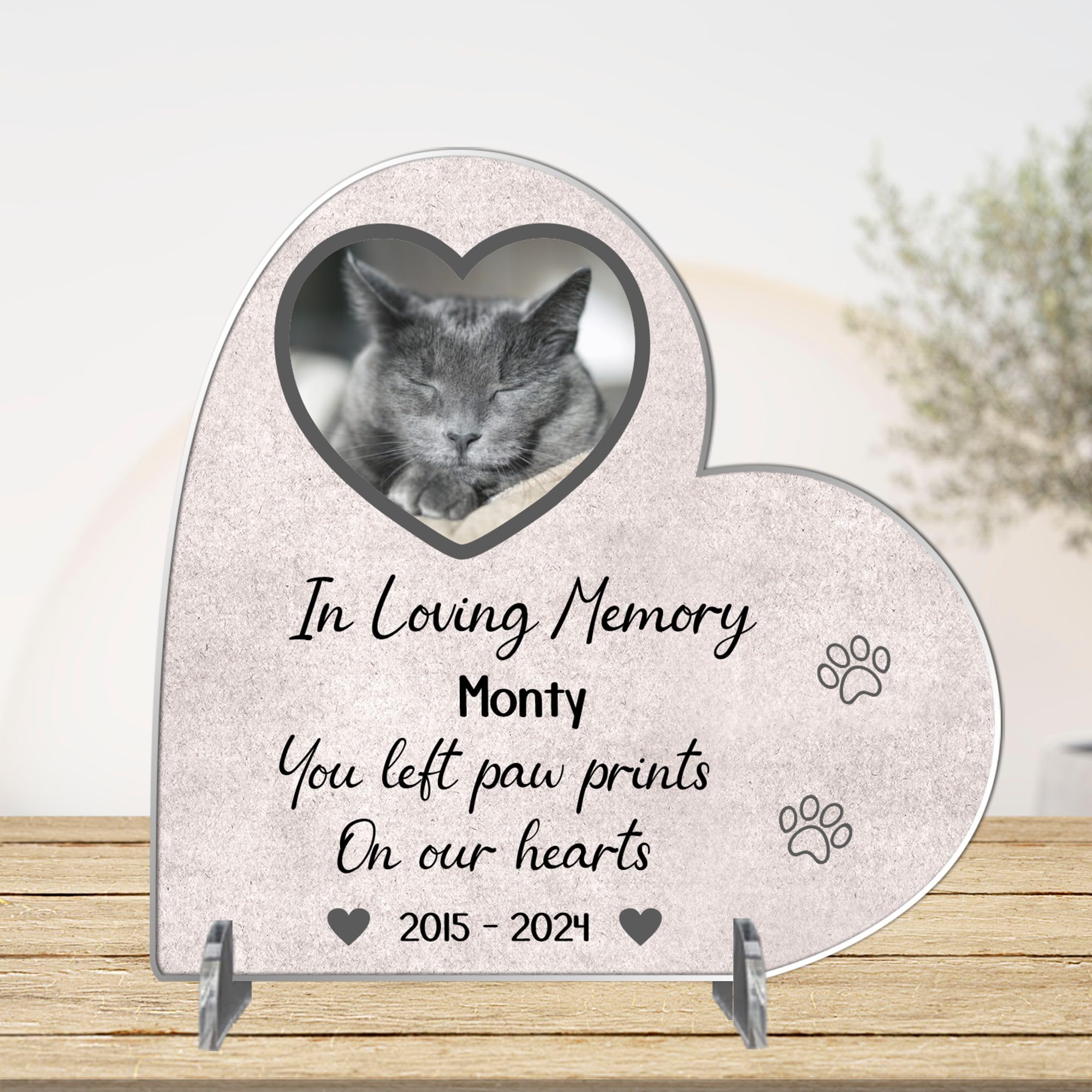 Pet Bereavement Gifts: Personalised Dog Memorial Plaque with Photo | Cat & Dog | Pet Memorials, Dog Gifts, and Christmas | Bereavement Cards Alternative. (Acrylic 13.5cm x 13.5cm, Grey)