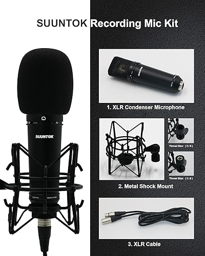 Miniatura 6 de Micrófono XLR, micrófono de condensador profesional con diafragma grande de 1.339 in, micrófono de grabación de estudio cardioide, computadora para