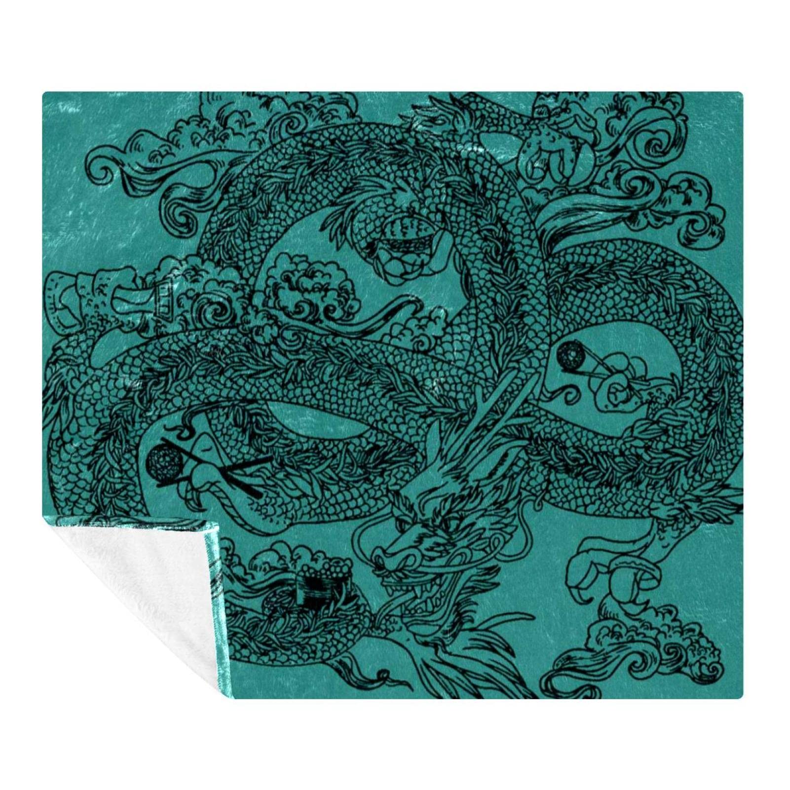 Couverture polaire de literie vert dragon classique pour canapé de chambre