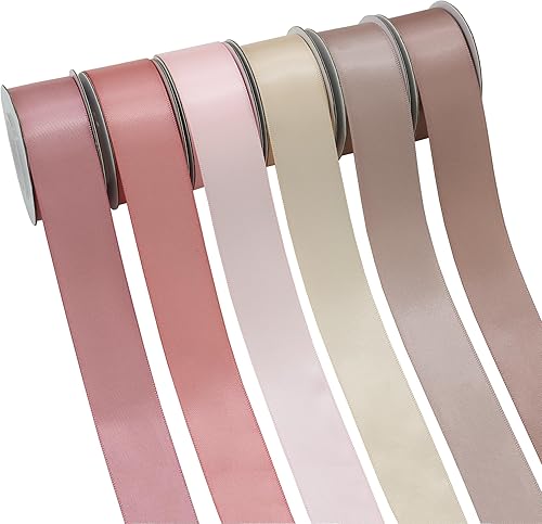 Cinta de satén rosa de doble cara para envoltura de regalos, cinta de regalo de boda, baby shower, niña, día de la madre, 6 colores, cinta de satén
