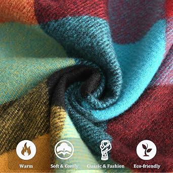 vimate Plaid Scarf for Men Women Super Soft Classic Tartan Checkered Neck Scarves