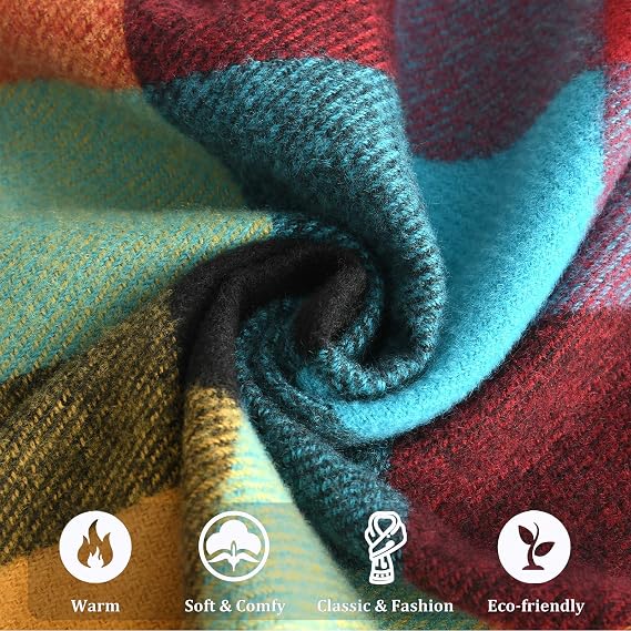 vimate Plaid Scarf for Men Women Super Soft Classic Tartan Checkered Neck Scarves
