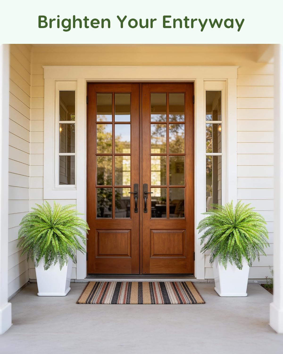 Velener 36 Inch Artificial Boston Fern Large Hanging Plant, Fake Fern Plants Bush Indoor for Home Decor, Faux Plants Outdoor, Garden, Office, Garden Decoration(Green)